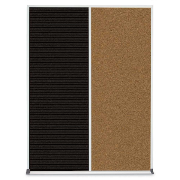 United Visual Products Double Door Radius Plus Corkboard, 48"X UV8003PLUS-SATIN-AMETHY - main